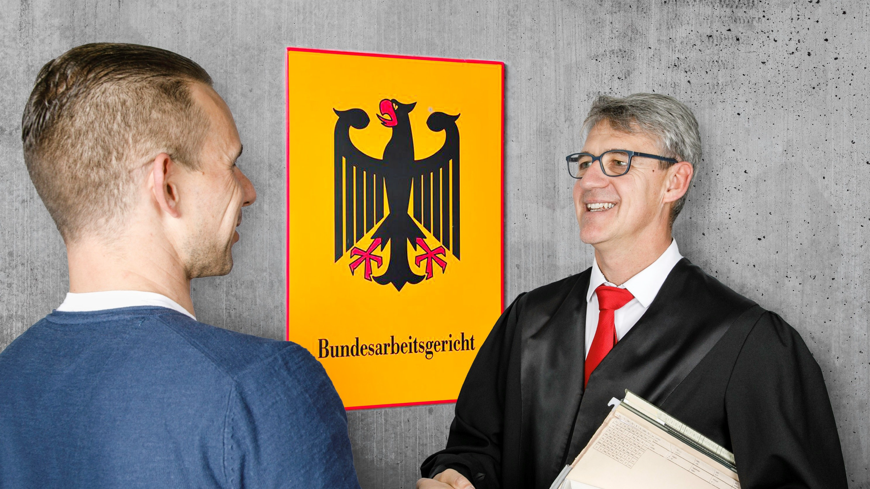 Bernd Spengler vor dem Bundesarbeitsgericht mit einem Mandanten